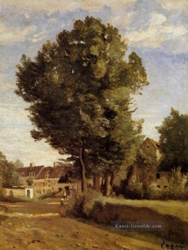  romantik - Ein Dorf in der Nähe von Beauvais plein air Romantik Jean Baptiste Camille Corot